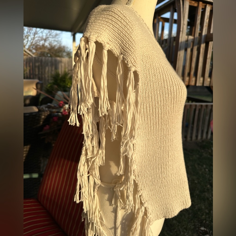 Cupcakes & Cashmere Cream Fringe Sweater